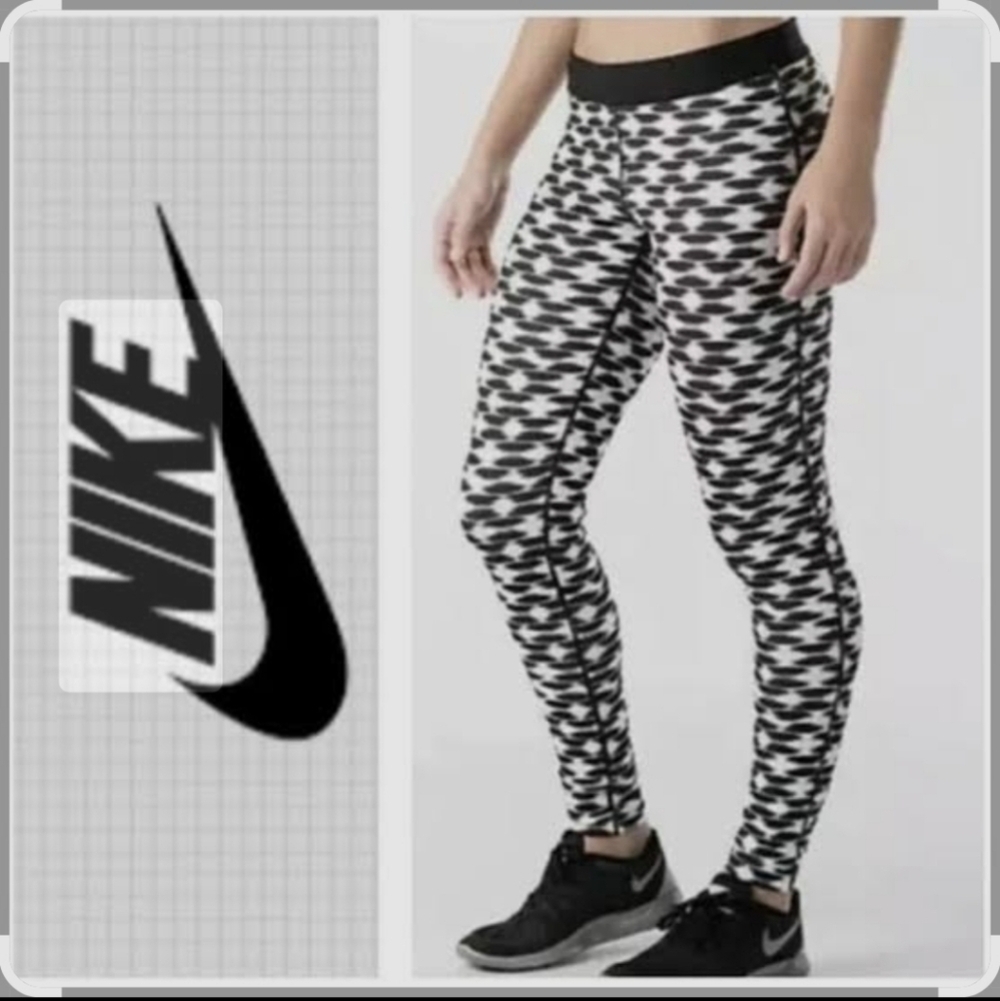 Nike Dri Fit Black and White Patterned Leggings Womens Size M